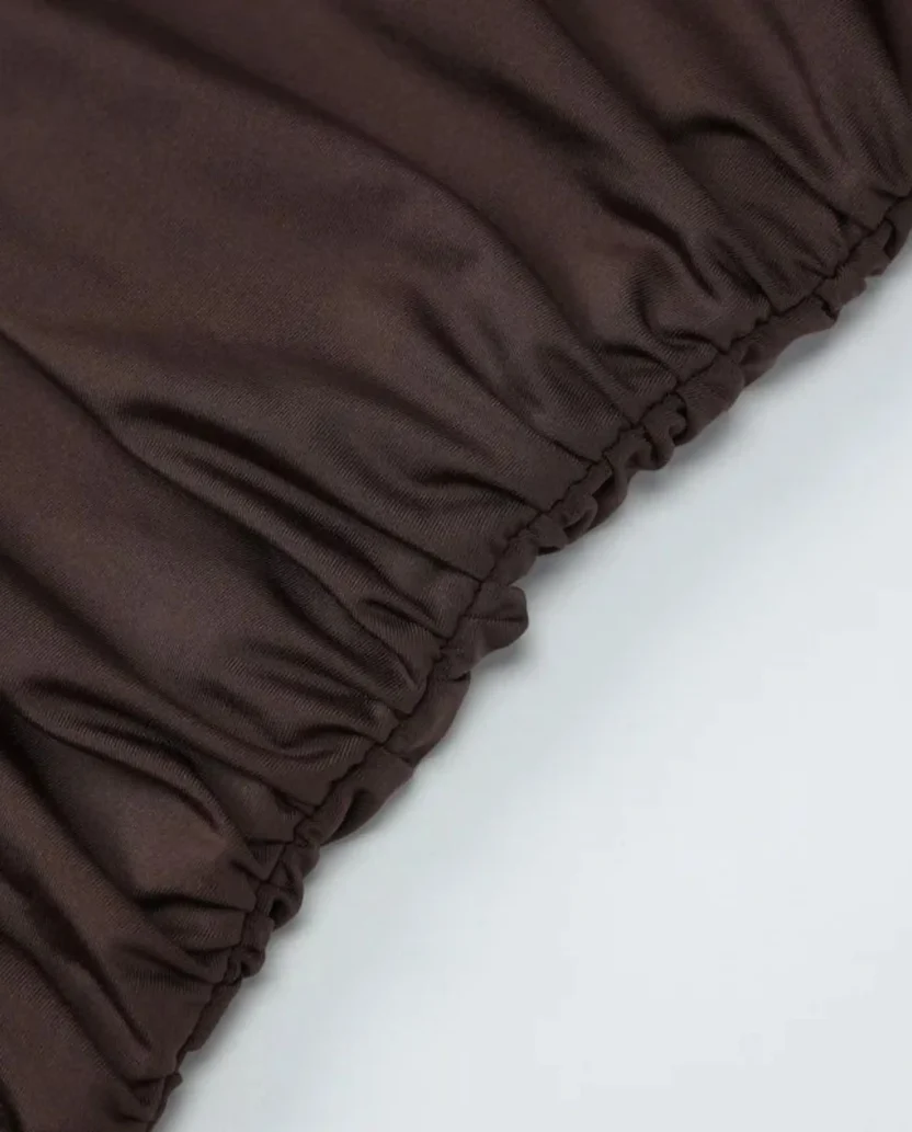 Vestido de Festa Curto Drapeado com Cauda Lateral - Imagem 2